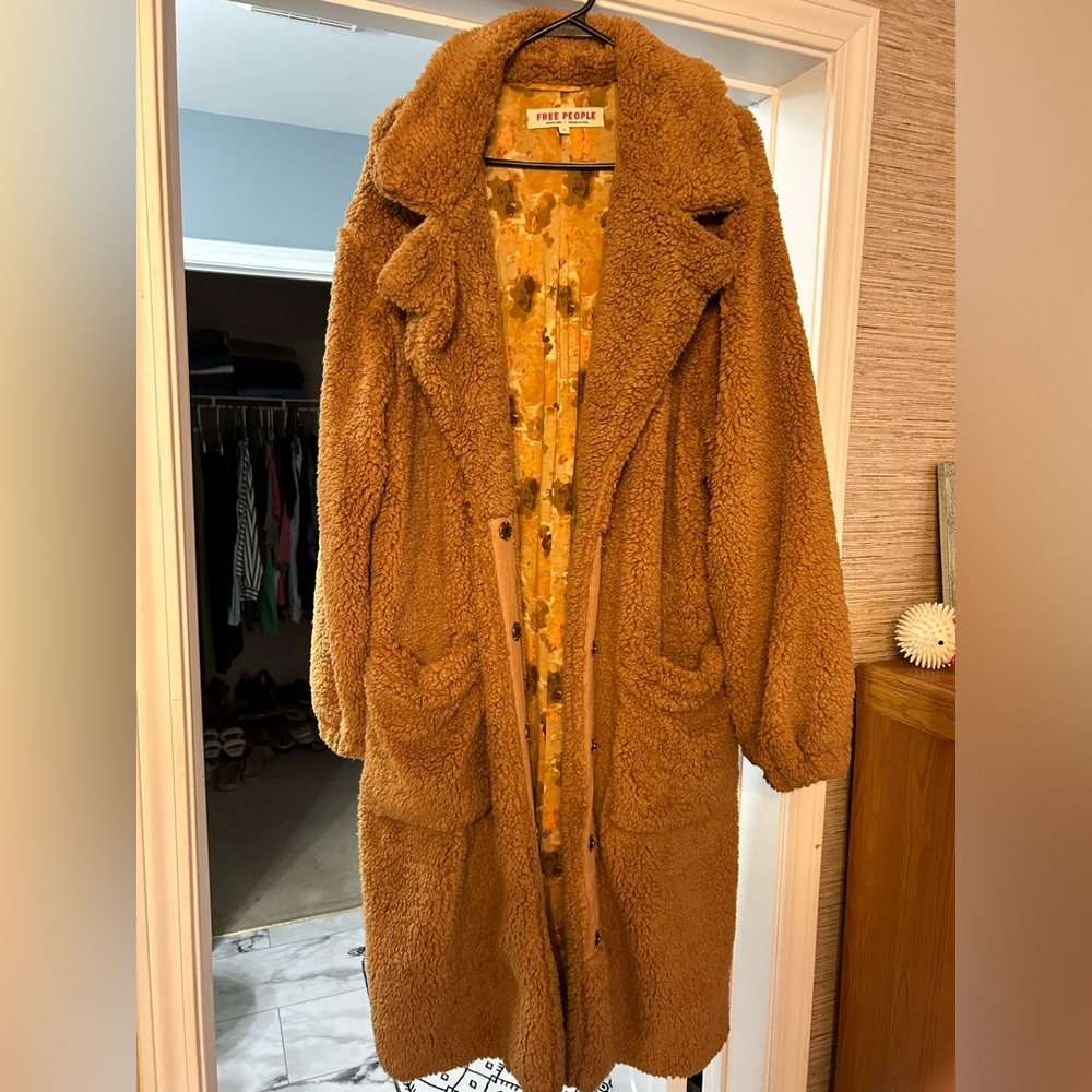 Free People fuzzy coat. Worn once.